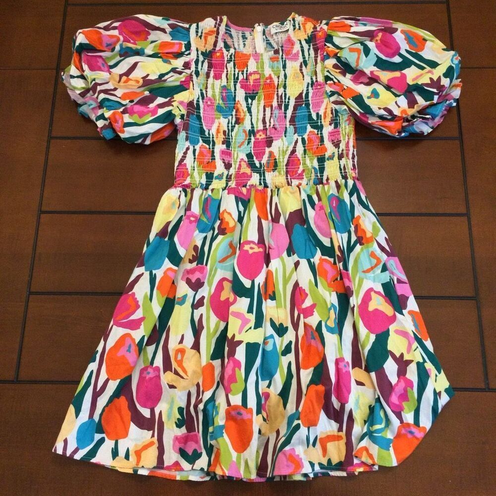 Crosby Mollie Burch Lizzy Dress multicolor botanical floral pattern puff sleeve